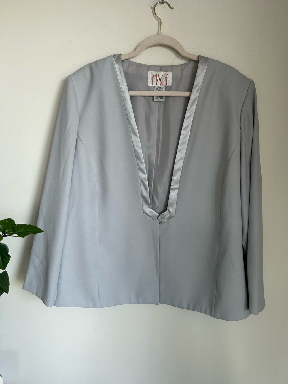 Vintage Image gray satin-trim blazer